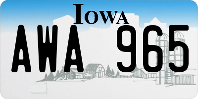 IA license plate AWA965