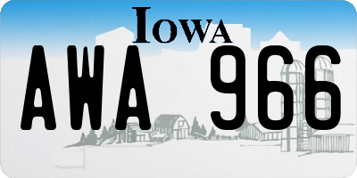 IA license plate AWA966