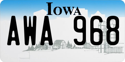 IA license plate AWA968