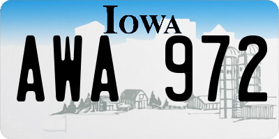IA license plate AWA972