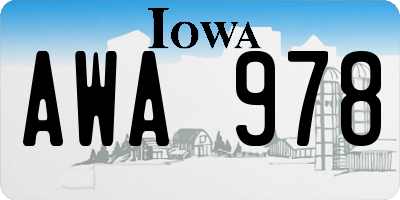 IA license plate AWA978