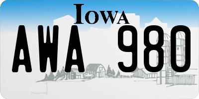 IA license plate AWA980