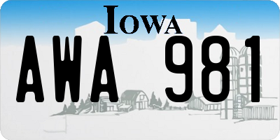 IA license plate AWA981