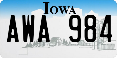 IA license plate AWA984