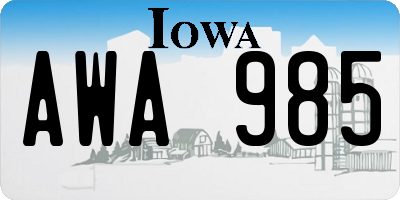 IA license plate AWA985