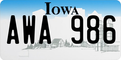 IA license plate AWA986
