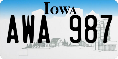 IA license plate AWA987