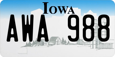 IA license plate AWA988