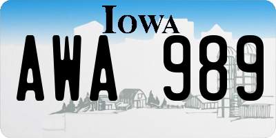 IA license plate AWA989