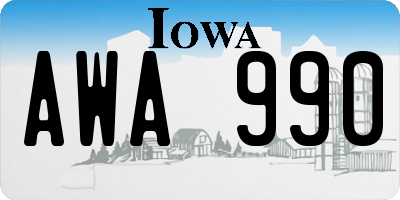 IA license plate AWA990