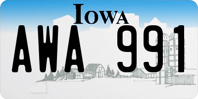IA license plate AWA991