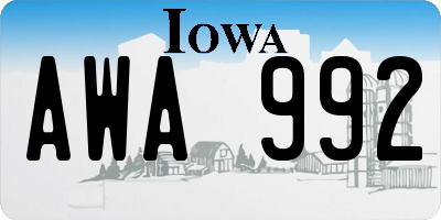 IA license plate AWA992
