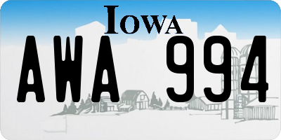 IA license plate AWA994