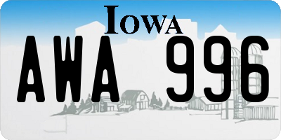 IA license plate AWA996