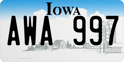 IA license plate AWA997