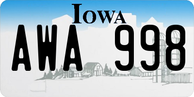 IA license plate AWA998