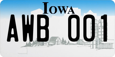 IA license plate AWB001