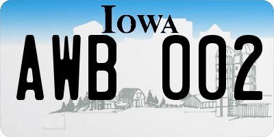 IA license plate AWB002