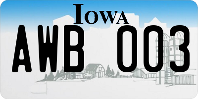 IA license plate AWB003