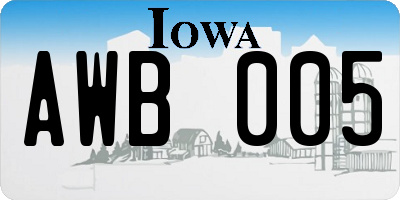 IA license plate AWB005