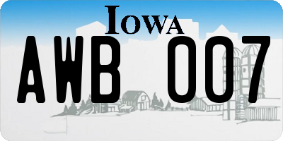 IA license plate AWB007
