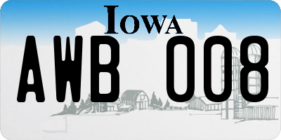 IA license plate AWB008