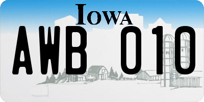 IA license plate AWB010