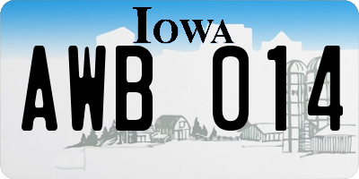 IA license plate AWB014