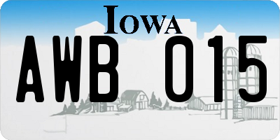 IA license plate AWB015
