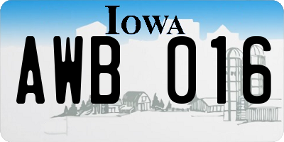 IA license plate AWB016
