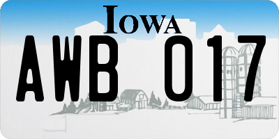 IA license plate AWB017