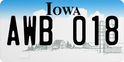IA license plate AWB018