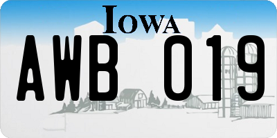 IA license plate AWB019