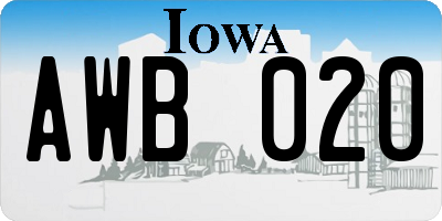 IA license plate AWB020