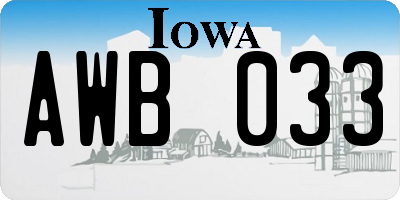 IA license plate AWB033