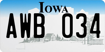 IA license plate AWB034
