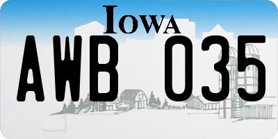 IA license plate AWB035