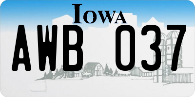 IA license plate AWB037