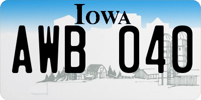 IA license plate AWB040