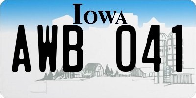 IA license plate AWB041
