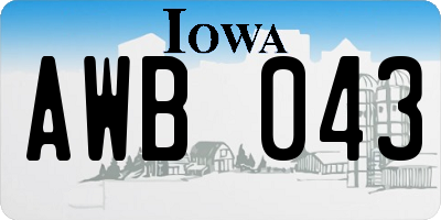 IA license plate AWB043