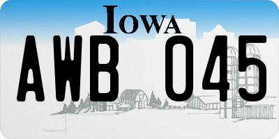 IA license plate AWB045