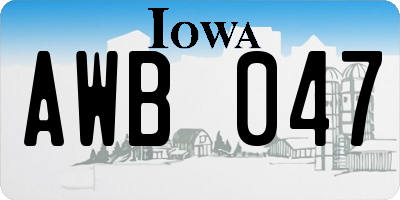 IA license plate AWB047