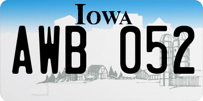 IA license plate AWB052