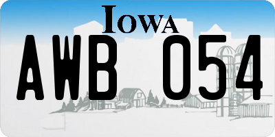 IA license plate AWB054