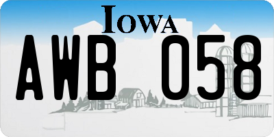 IA license plate AWB058
