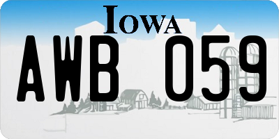 IA license plate AWB059