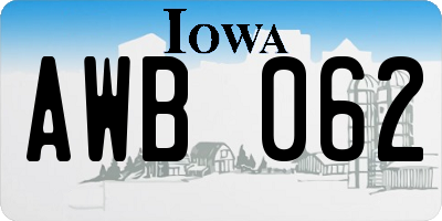 IA license plate AWB062