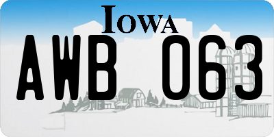 IA license plate AWB063