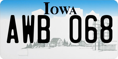 IA license plate AWB068